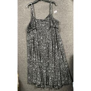 Torrid Leopard Mesh Midi Dress Womens 3X Dark Grey Sleeveless V-Neck Fairygoth